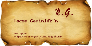 Macsa Geminián névjegykártya